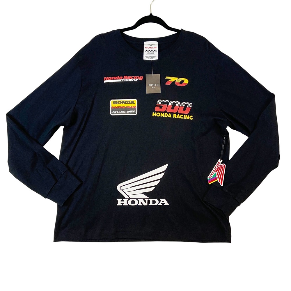Honda X Forever 21 Racing‎ Graphic Long Sleeve T Shirt Black Mens Size XL
